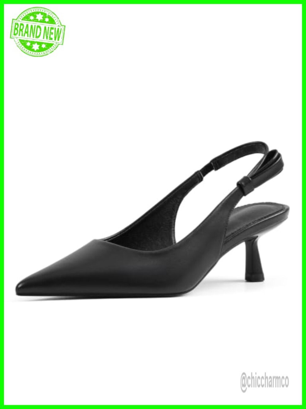 Kitten Heels Closed Toe Slingback Pointed Toe Pump Shoe